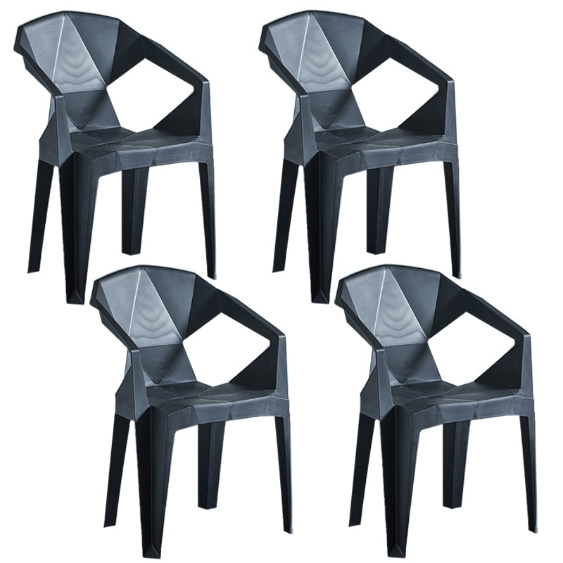 Modern Style Slat Back Stacking Side Chair Plastic Dining Arm Chairs for Home Use Black 4 Piece Set Clearhalo ' kitchen&dining_furn' 'Dining Chairs' 'Dining Tables & Seating' 'dining_chair' 'furn' 'furn_dining_chair' 'Furniture' 'furniture_dining_chair' 'Kitchen & Dining Furniture' 'kitchen' 4038451