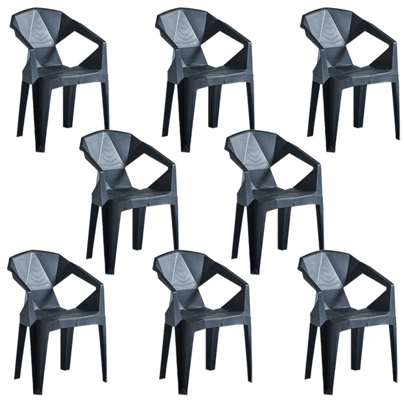 Modern Style Slat Back Stacking Side Chair Plastic Dining Arm Chairs for Home Use Black 8 Piece Set Clearhalo ' kitchen&dining_furn' 'Dining Chairs' 'Dining Tables & Seating' 'dining_chair' 'furn' 'furn_dining_chair' 'Furniture' 'furniture_dining_chair' 'Kitchen & Dining Furniture' 'kitchen' 4038453