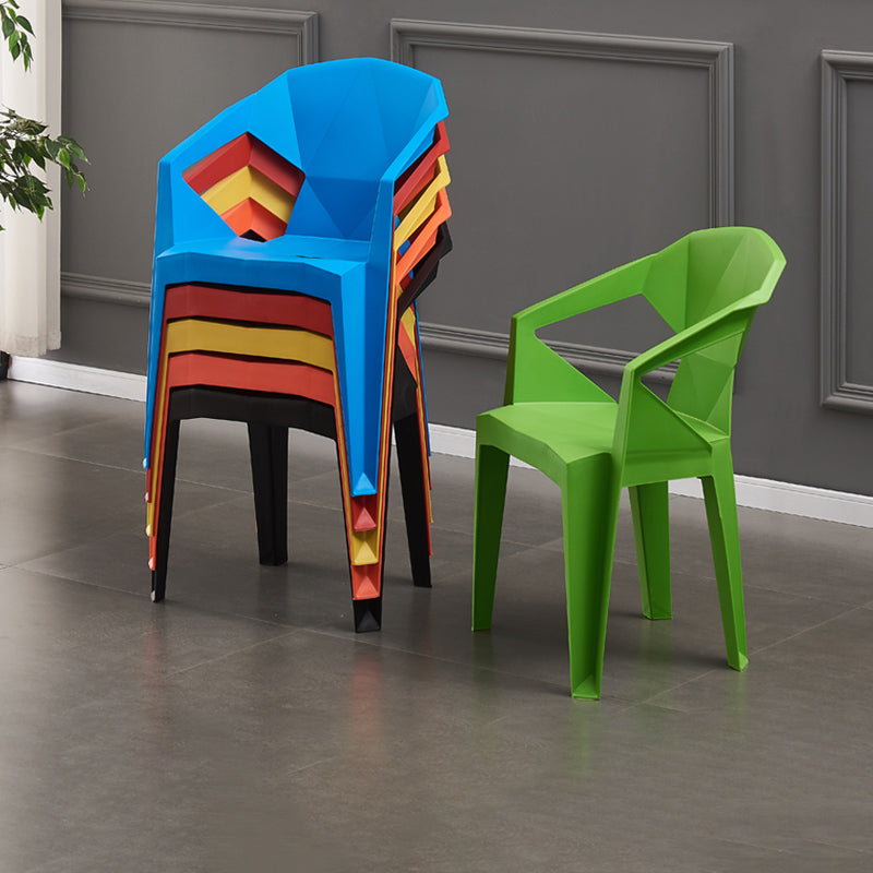 Modern Style Slat Back Stacking Side Chair Plastic Dining Arm Chairs for Home Use Clearhalo ' kitchen&dining_furn' 'Dining Chairs' 'Dining Tables & Seating' 'dining_chair' 'furn' 'furn_dining_chair' 'Furniture' 'furniture_dining_chair' 'Kitchen & Dining Furniture' 'kitchen' 4038454