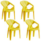 Modern Style Slat Back Stacking Side Chair Plastic Dining Arm Chairs for Home Use Yellow 4 Piece Set Clearhalo ' kitchen&dining_furn' 'Dining Chairs' 'Dining Tables & Seating' 'dining_chair' 'furn' 'furn_dining_chair' 'Furniture' 'furniture_dining_chair' 'Kitchen & Dining Furniture' 'kitchen' 4038455