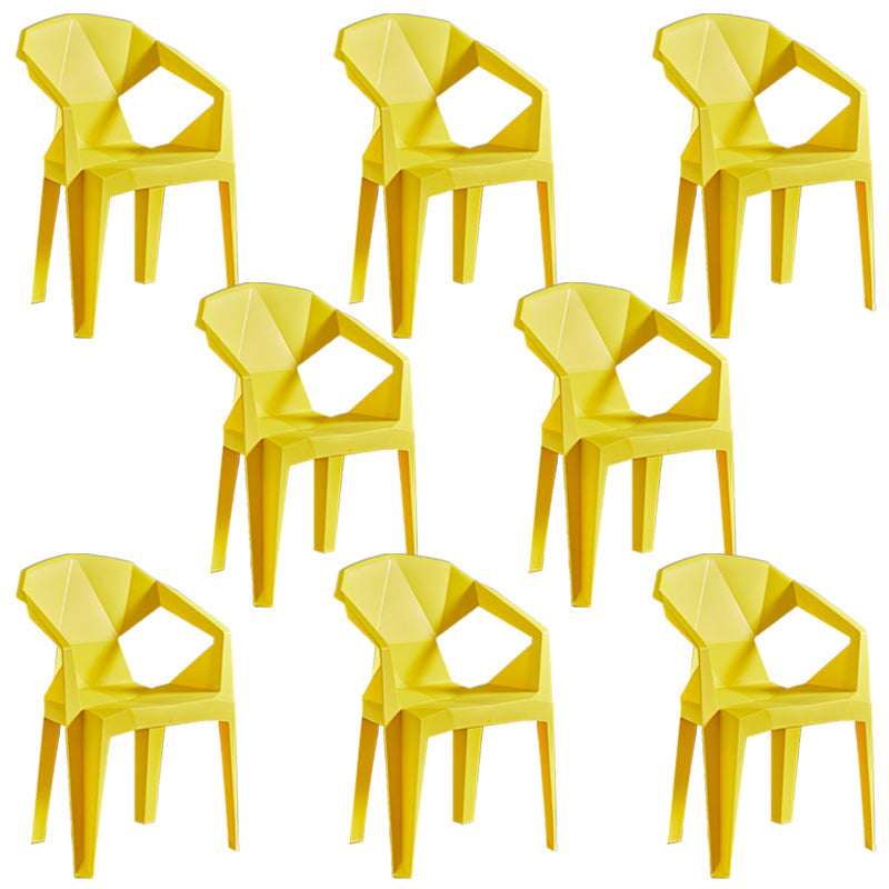 Modern Style Slat Back Stacking Side Chair Plastic Dining Arm Chairs for Home Use Yellow 8 Piece Set Clearhalo ' kitchen&dining_furn' 'Dining Chairs' 'Dining Tables & Seating' 'dining_chair' 'furn' 'furn_dining_chair' 'Furniture' 'furniture_dining_chair' 'Kitchen & Dining Furniture' 'kitchen' 4038458