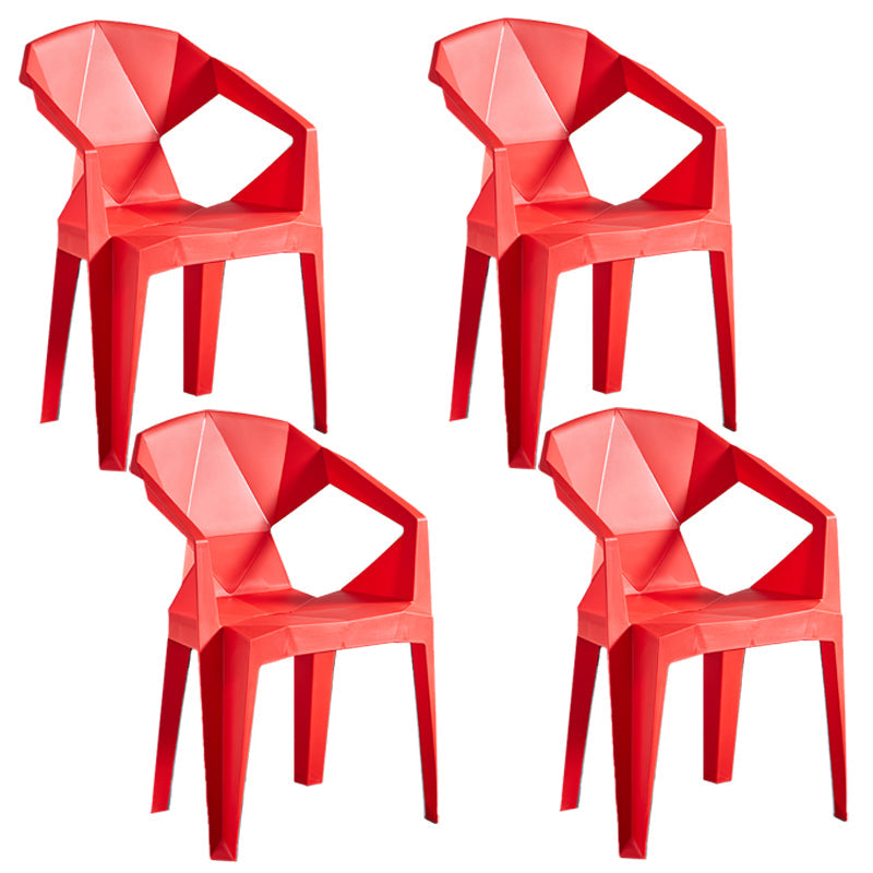 Modern Style Slat Back Stacking Side Chair Plastic Dining Arm Chairs for Home Use Red 4 Piece Set Clearhalo ' kitchen&dining_furn' 'Dining Chairs' 'Dining Tables & Seating' 'dining_chair' 'furn' 'furn_dining_chair' 'Furniture' 'furniture_dining_chair' 'Kitchen & Dining Furniture' 'kitchen' 4038463