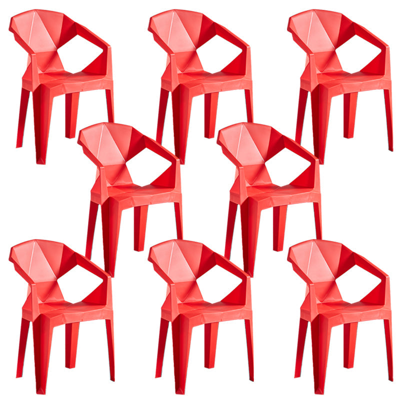 Modern Style Slat Back Stacking Side Chair Plastic Dining Arm Chairs for Home Use Red 8 Piece Set Clearhalo ' kitchen&dining_furn' 'Dining Chairs' 'Dining Tables & Seating' 'dining_chair' 'furn' 'furn_dining_chair' 'Furniture' 'furniture_dining_chair' 'Kitchen & Dining Furniture' 'kitchen' 4038464