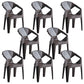 Modern Style Slat Back Stacking Side Chair Plastic Dining Arm Chairs for Home Use Coffee 8 Piece Set Clearhalo ' kitchen&dining_furn' 'Dining Chairs' 'Dining Tables & Seating' 'dining_chair' 'furn' 'furn_dining_chair' 'Furniture' 'furniture_dining_chair' 'Kitchen & Dining Furniture' 'kitchen' 4038466