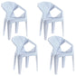 Modern Style Slat Back Stacking Side Chair Plastic Dining Arm Chairs for Home Use White 4 Piece Set Clearhalo ' kitchen&dining_furn' 'Dining Chairs' 'Dining Tables & Seating' 'dining_chair' 'furn' 'furn_dining_chair' 'Furniture' 'furniture_dining_chair' 'Kitchen & Dining Furniture' 'kitchen' 4038467