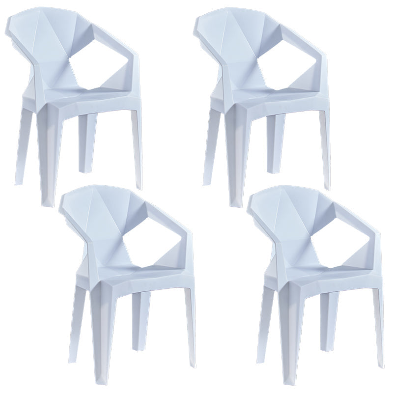 Modern Style Slat Back Stacking Side Chair Plastic Dining Arm Chairs for Home Use White 4 Piece Set Clearhalo ' kitchen&dining_furn' 'Dining Chairs' 'Dining Tables & Seating' 'dining_chair' 'furn' 'furn_dining_chair' 'Furniture' 'furniture_dining_chair' 'Kitchen & Dining Furniture' 'kitchen' 4038467