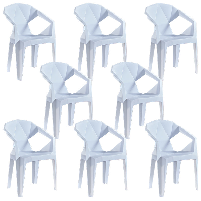 Modern Style Slat Back Stacking Side Chair Plastic Dining Arm Chairs for Home Use White 8 Piece Set Clearhalo ' kitchen&dining_furn' 'Dining Chairs' 'Dining Tables & Seating' 'dining_chair' 'furn' 'furn_dining_chair' 'Furniture' 'furniture_dining_chair' 'Kitchen & Dining Furniture' 'kitchen' 4038468