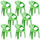 Modern Style Slat Back Stacking Side Chair Plastic Dining Arm Chairs for Home Use Green 8 Piece Set Clearhalo ' kitchen&dining_furn' 'Dining Chairs' 'Dining Tables & Seating' 'dining_chair' 'furn' 'furn_dining_chair' 'Furniture' 'furniture_dining_chair' 'Kitchen & Dining Furniture' 'kitchen' 4038470