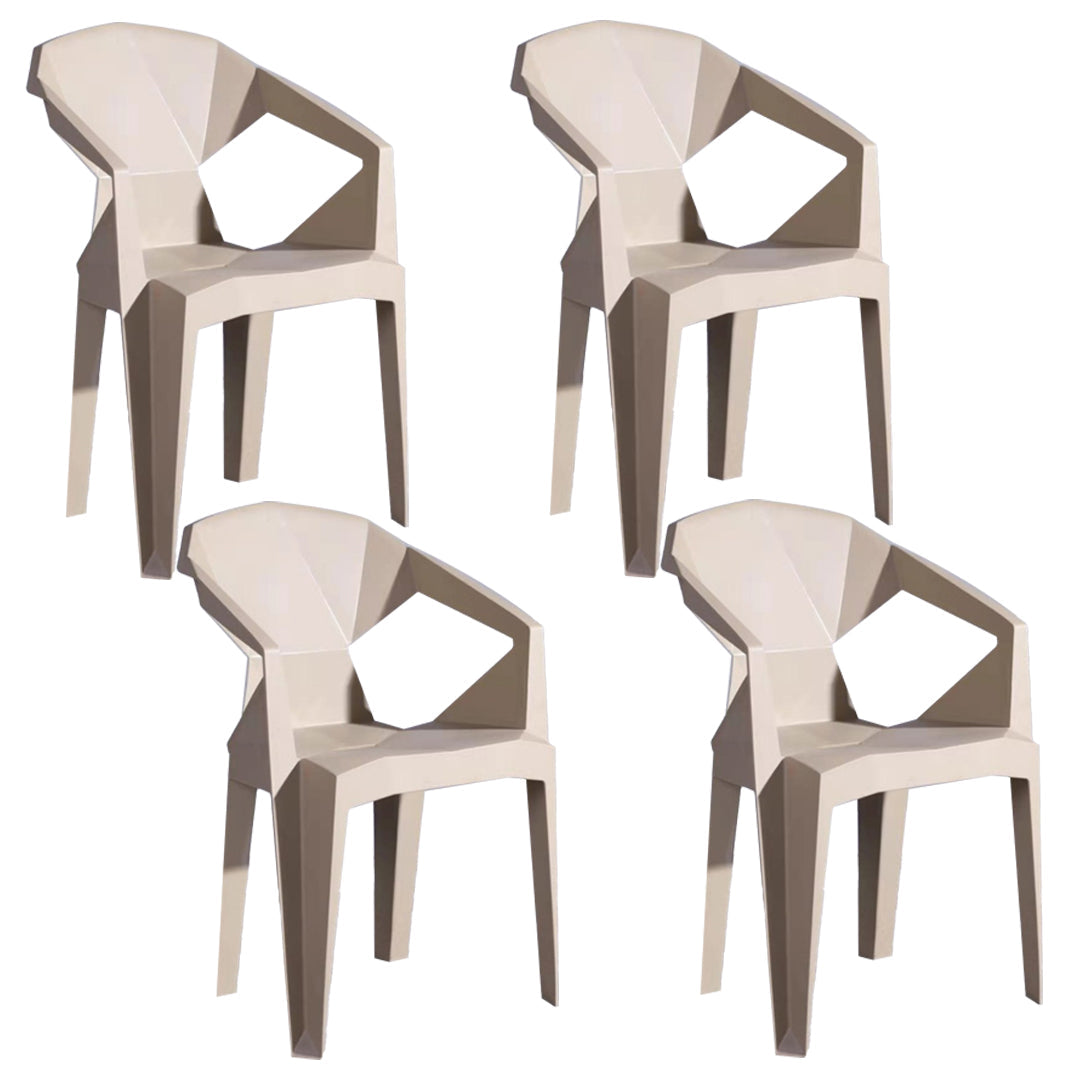 Modern Style Slat Back Stacking Side Chair Plastic Dining Arm Chairs for Home Use Beige 4 Piece Set Clearhalo ' kitchen&dining_furn' 'Dining Chairs' 'Dining Tables & Seating' 'dining_chair' 'furn' 'furn_dining_chair' 'Furniture' 'furniture_dining_chair' 'Kitchen & Dining Furniture' 'kitchen' 4038471