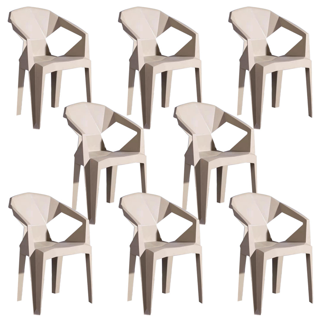 Modern Style Slat Back Stacking Side Chair Plastic Dining Arm Chairs for Home Use Beige 8 Piece Set Clearhalo ' kitchen&dining_furn' 'Dining Chairs' 'Dining Tables & Seating' 'dining_chair' 'furn' 'furn_dining_chair' 'Furniture' 'furniture_dining_chair' 'Kitchen & Dining Furniture' 'kitchen' 4038472