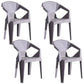 Modern Style Slat Back Stacking Side Chair Plastic Dining Arm Chairs for Home Use Grey 4 Piece Set Clearhalo ' kitchen&dining_furn' 'Dining Chairs' 'Dining Tables & Seating' 'dining_chair' 'furn' 'furn_dining_chair' 'Furniture' 'furniture_dining_chair' 'Kitchen & Dining Furniture' 'kitchen' 4038473
