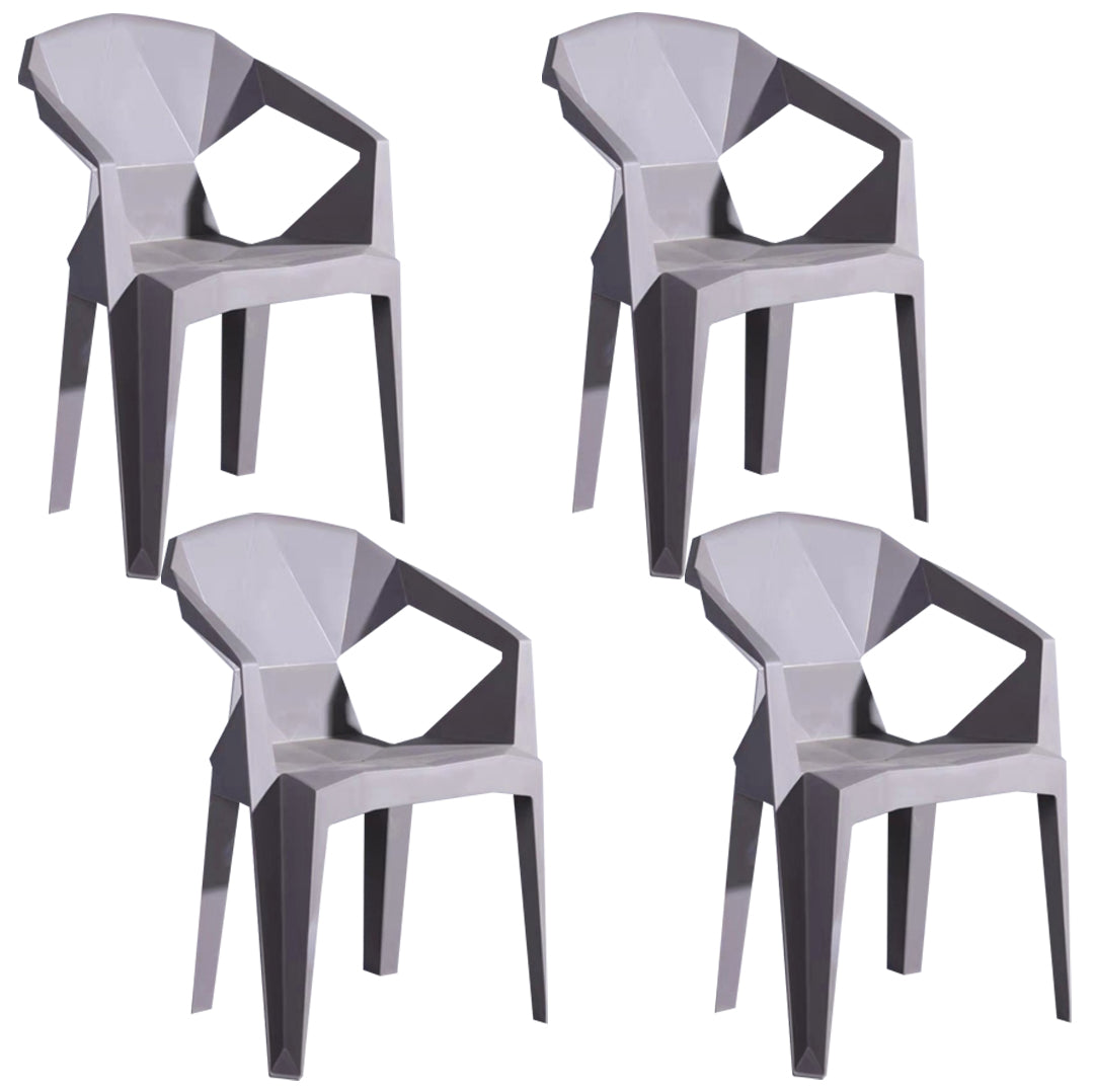 Modern Style Slat Back Stacking Side Chair Plastic Dining Arm Chairs for Home Use Grey 4 Piece Set Clearhalo ' kitchen&dining_furn' 'Dining Chairs' 'Dining Tables & Seating' 'dining_chair' 'furn' 'furn_dining_chair' 'Furniture' 'furniture_dining_chair' 'Kitchen & Dining Furniture' 'kitchen' 4038473