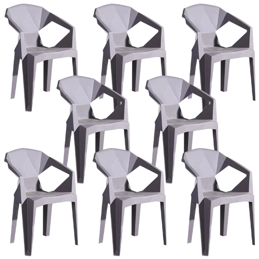 Modern Style Slat Back Stacking Side Chair Plastic Dining Arm Chairs for Home Use Grey 8 Piece Set Clearhalo ' kitchen&dining_furn' 'Dining Chairs' 'Dining Tables & Seating' 'dining_chair' 'furn' 'furn_dining_chair' 'Furniture' 'furniture_dining_chair' 'Kitchen & Dining Furniture' 'kitchen' 4038474