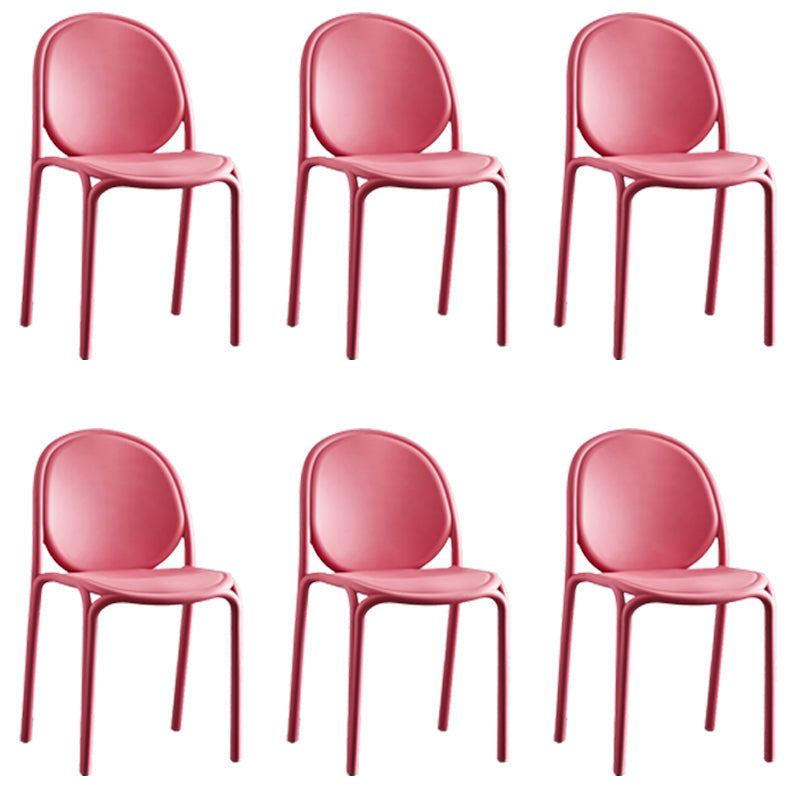 Scandinavian Style Plastic Dining Armless Chair Solid Back Dining Side Chairs Red 6 Piece Set Clearhalo ' kitchen&dining_furn' 'Dining Chairs' 'Dining Tables & Seating' 'dining_chair' 'furn' 'furn_dining_chair' 'Furniture' 'furniture_dining_chair' 'Kitchen & Dining Furniture' 'kitchen' 4038485