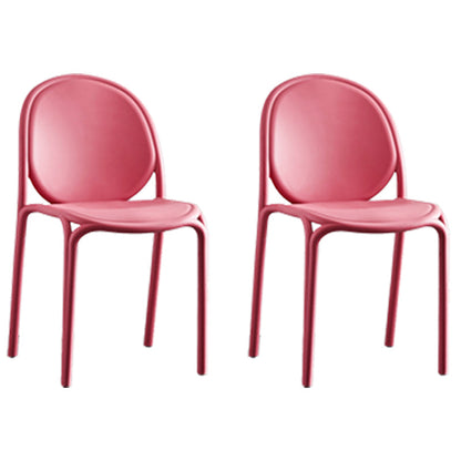 Scandinavian Style Plastic Dining Armless Chair Solid Back Dining Side Chairs Red 2 Piece Set Clearhalo ' kitchen&dining_furn' 'Dining Chairs' 'Dining Tables & Seating' 'dining_chair' 'furn' 'furn_dining_chair' 'Furniture' 'furniture_dining_chair' 'Kitchen & Dining Furniture' 'kitchen' 4038487