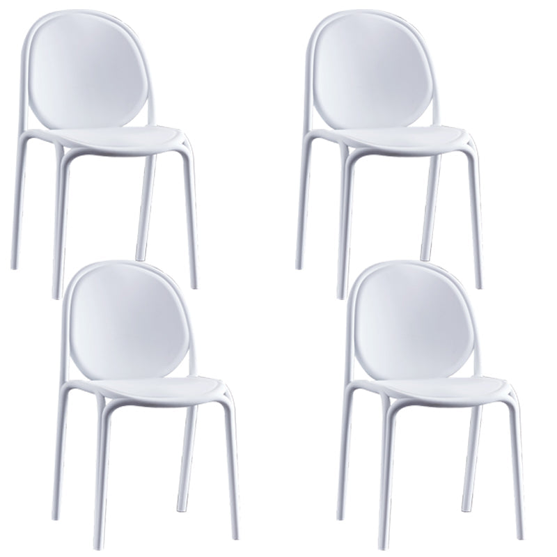 Scandinavian Style Plastic Dining Armless Chair Solid Back Dining Side Chairs White 4 Piece Set Clearhalo ' kitchen&dining_furn' 'Dining Chairs' 'Dining Tables & Seating' 'dining_chair' 'furn' 'furn_dining_chair' 'Furniture' 'furniture_dining_chair' 'Kitchen & Dining Furniture' 'kitchen' 4038488