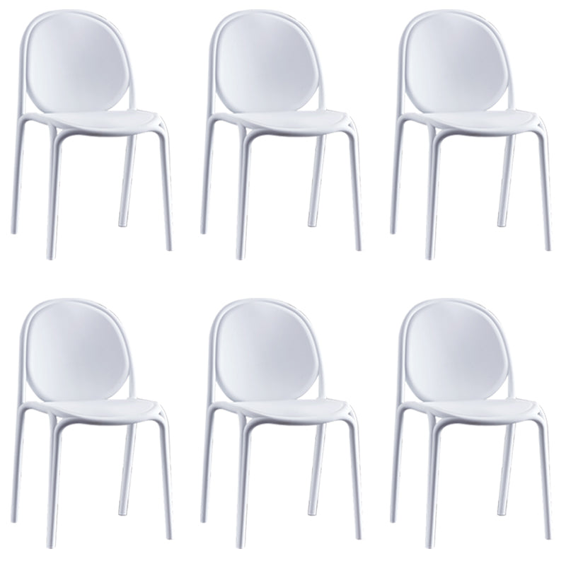 Scandinavian Style Plastic Dining Armless Chair Solid Back Dining Side Chairs White 6 Piece Set Clearhalo ' kitchen&dining_furn' 'Dining Chairs' 'Dining Tables & Seating' 'dining_chair' 'furn' 'furn_dining_chair' 'Furniture' 'furniture_dining_chair' 'Kitchen & Dining Furniture' 'kitchen' 4038491