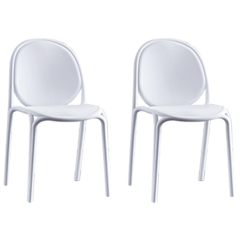 Scandinavian Style Plastic Dining Armless Chair Solid Back Dining Side Chairs White 2 Piece Set Clearhalo ' kitchen&dining_furn' 'Dining Chairs' 'Dining Tables & Seating' 'dining_chair' 'furn' 'furn_dining_chair' 'Furniture' 'furniture_dining_chair' 'Kitchen & Dining Furniture' 'kitchen' 4038493