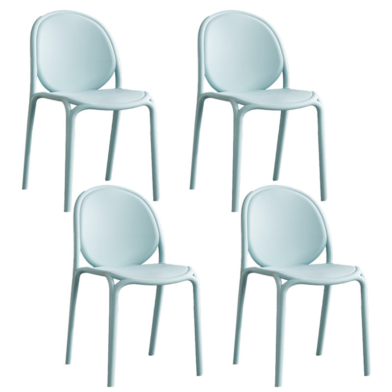 Scandinavian Style Plastic Dining Armless Chair Solid Back Dining Side Chairs Sky Blue 4 Piece Set Clearhalo ' kitchen&dining_furn' 'Dining Chairs' 'Dining Tables & Seating' 'dining_chair' 'furn' 'furn_dining_chair' 'Furniture' 'furniture_dining_chair' 'Kitchen & Dining Furniture' 'kitchen' 4038500