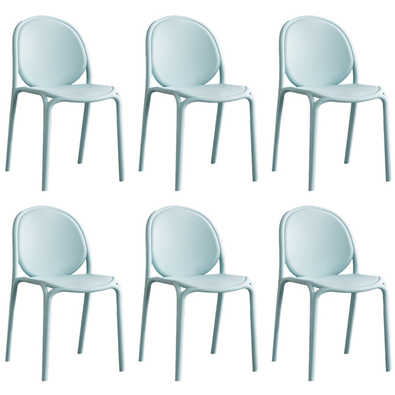 Scandinavian Style Plastic Dining Armless Chair Solid Back Dining Side Chairs Sky Blue 6 Piece Set Clearhalo ' kitchen&dining_furn' 'Dining Chairs' 'Dining Tables & Seating' 'dining_chair' 'furn' 'furn_dining_chair' 'Furniture' 'furniture_dining_chair' 'Kitchen & Dining Furniture' 'kitchen' 4038501
