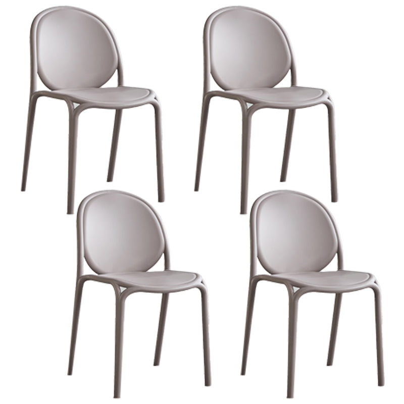Scandinavian Style Plastic Dining Armless Chair Solid Back Dining Side Chairs Camel 4 Piece Set Clearhalo ' kitchen&dining_furn' 'Dining Chairs' 'Dining Tables & Seating' 'dining_chair' 'furn' 'furn_dining_chair' 'Furniture' 'furniture_dining_chair' 'Kitchen & Dining Furniture' 'kitchen' 4038506