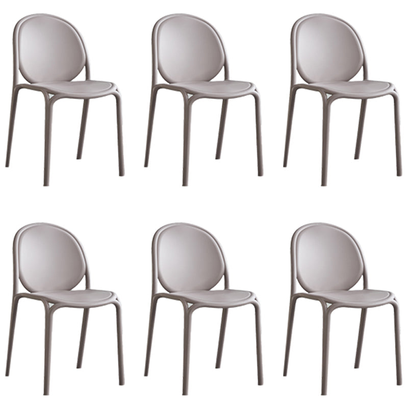 Scandinavian Style Plastic Dining Armless Chair Solid Back Dining Side Chairs Camel 6 Piece Set Clearhalo ' kitchen&dining_furn' 'Dining Chairs' 'Dining Tables & Seating' 'dining_chair' 'furn' 'furn_dining_chair' 'Furniture' 'furniture_dining_chair' 'Kitchen & Dining Furniture' 'kitchen' 4038507
