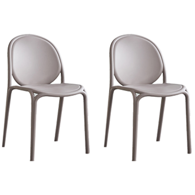 Scandinavian Style Plastic Dining Armless Chair Solid Back Dining Side Chairs Camel 2 Piece Set Clearhalo ' kitchen&dining_furn' 'Dining Chairs' 'Dining Tables & Seating' 'dining_chair' 'furn' 'furn_dining_chair' 'Furniture' 'furniture_dining_chair' 'Kitchen & Dining Furniture' 'kitchen' 4038508