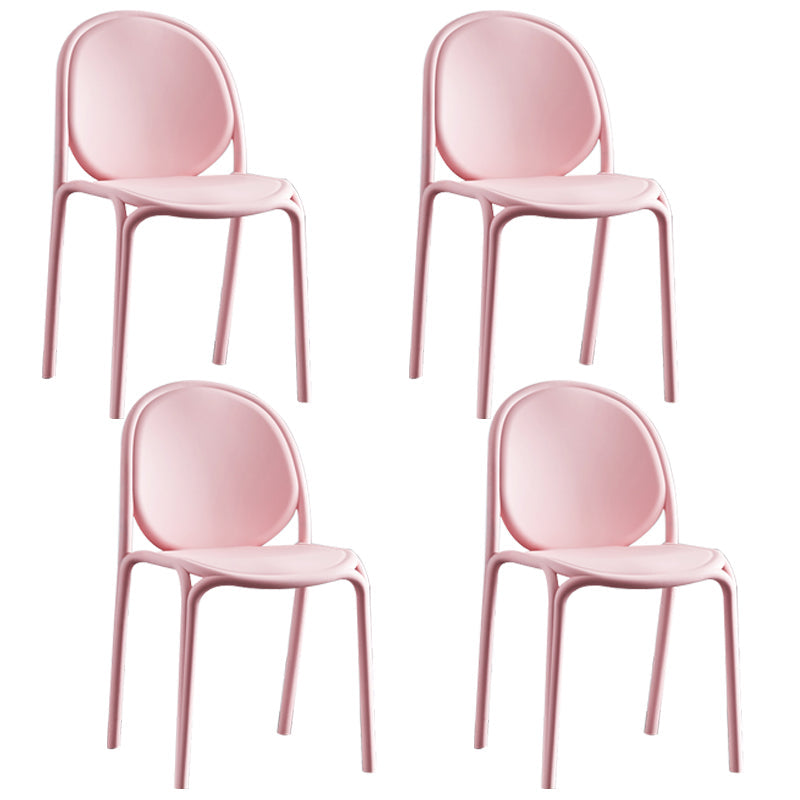 Scandinavian Style Plastic Dining Armless Chair Solid Back Dining Side Chairs Pink 4 Piece Set Clearhalo ' kitchen&dining_furn' 'Dining Chairs' 'Dining Tables & Seating' 'dining_chair' 'furn' 'furn_dining_chair' 'Furniture' 'furniture_dining_chair' 'Kitchen & Dining Furniture' 'kitchen' 4038509