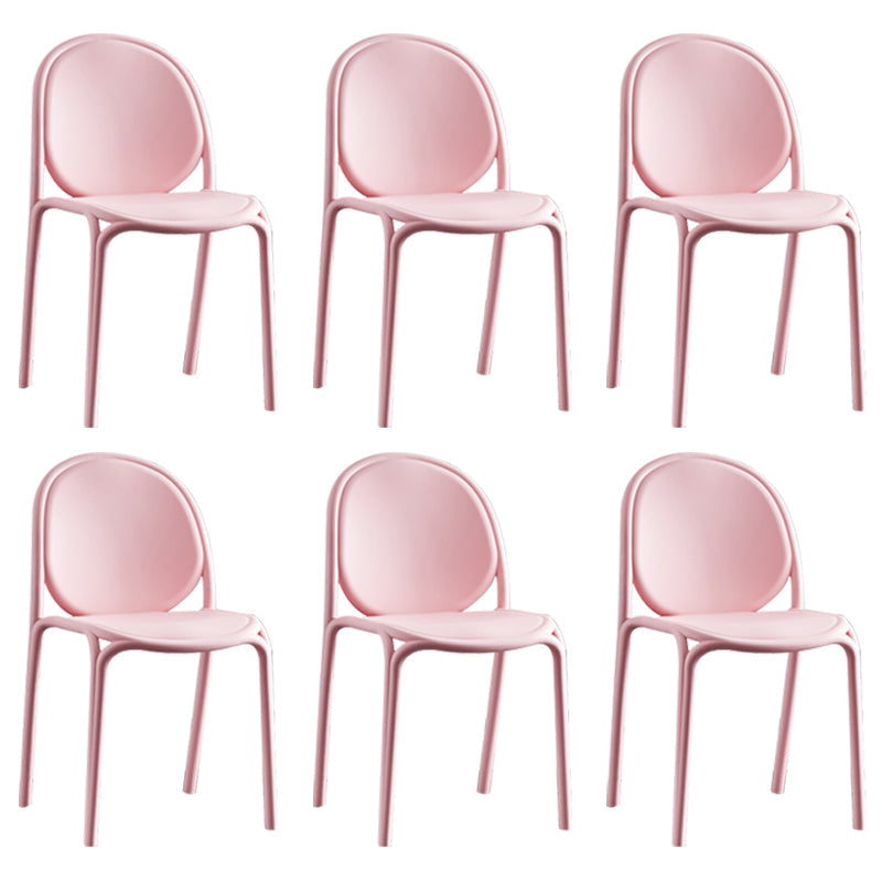 Scandinavian Style Plastic Dining Armless Chair Solid Back Dining Side Chairs Pink 6 Piece Set Clearhalo ' kitchen&dining_furn' 'Dining Chairs' 'Dining Tables & Seating' 'dining_chair' 'furn' 'furn_dining_chair' 'Furniture' 'furniture_dining_chair' 'Kitchen & Dining Furniture' 'kitchen' 4038510