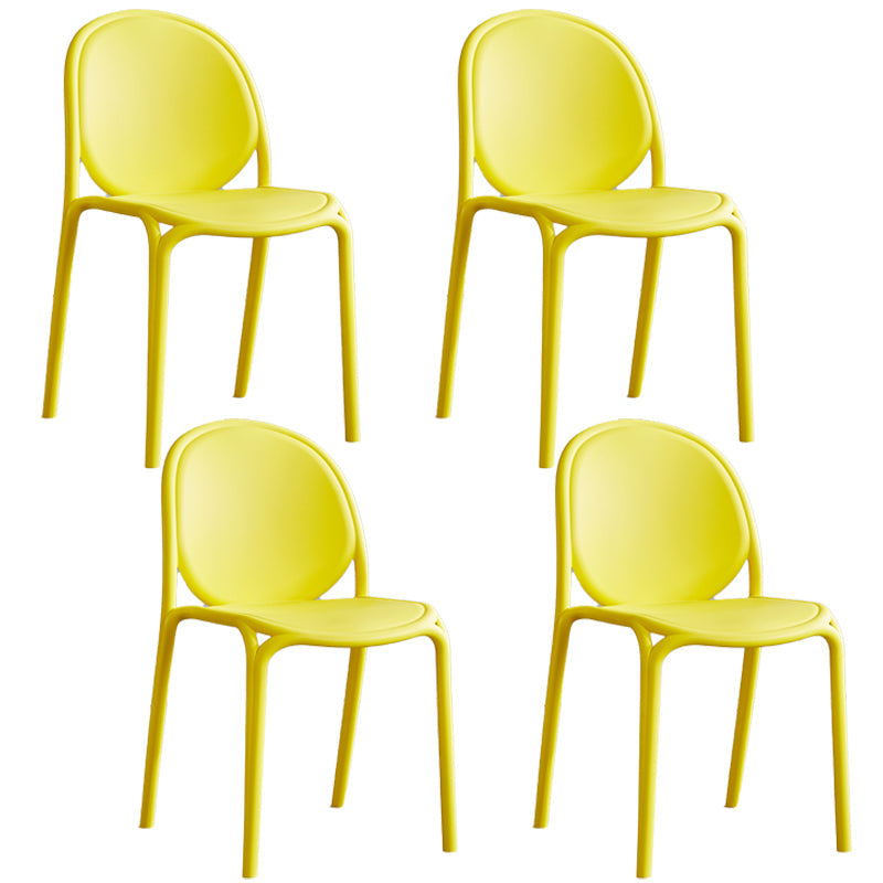 Scandinavian Style Plastic Dining Armless Chair Solid Back Dining Side Chairs Yellow 4 Piece Set Clearhalo ' kitchen&dining_furn' 'Dining Chairs' 'Dining Tables & Seating' 'dining_chair' 'furn' 'furn_dining_chair' 'Furniture' 'furniture_dining_chair' 'Kitchen & Dining Furniture' 'kitchen' 4038512