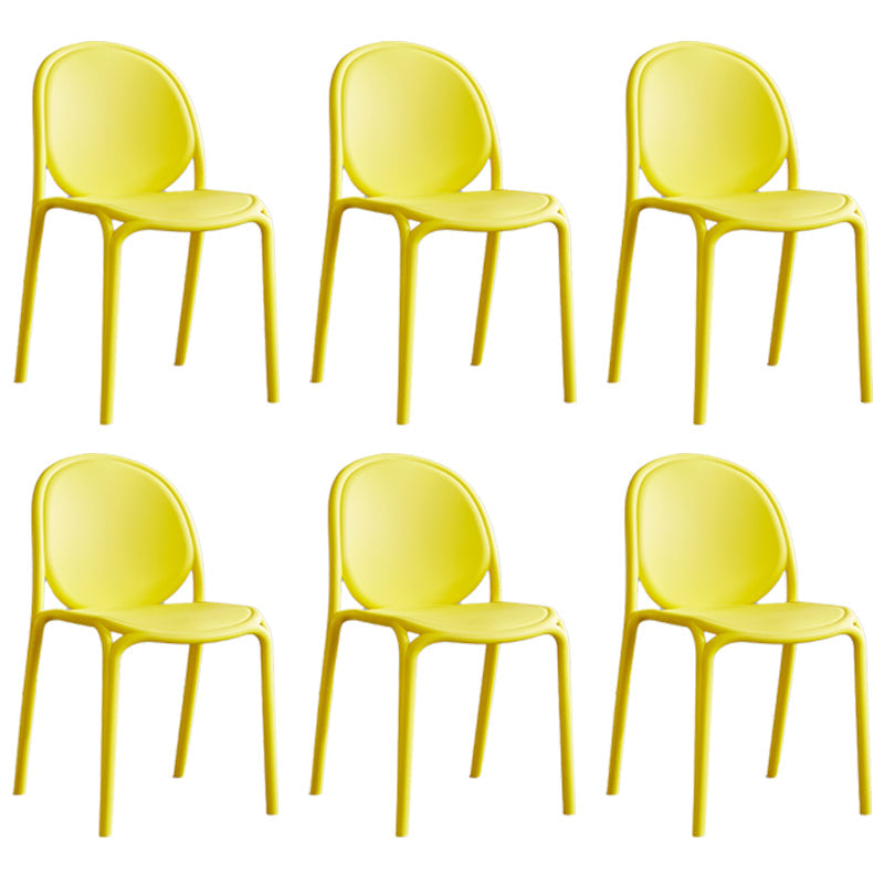Scandinavian Style Plastic Dining Armless Chair Solid Back Dining Side Chairs Yellow 6 Piece Set Clearhalo ' kitchen&dining_furn' 'Dining Chairs' 'Dining Tables & Seating' 'dining_chair' 'furn' 'furn_dining_chair' 'Furniture' 'furniture_dining_chair' 'Kitchen & Dining Furniture' 'kitchen' 4038513