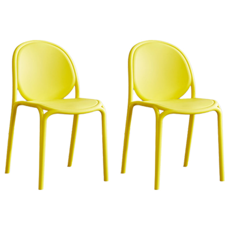 Scandinavian Style Plastic Dining Armless Chair Solid Back Dining Side Chairs Yellow 2 Piece Set Clearhalo ' kitchen&dining_furn' 'Dining Chairs' 'Dining Tables & Seating' 'dining_chair' 'furn' 'furn_dining_chair' 'Furniture' 'furniture_dining_chair' 'Kitchen & Dining Furniture' 'kitchen' 4038514