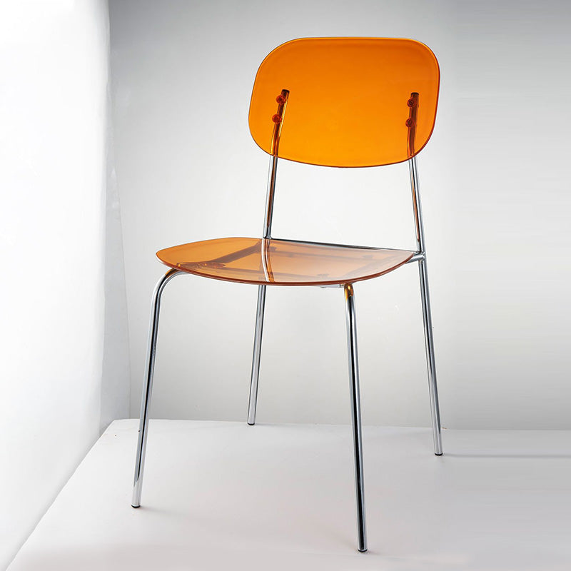 Industrial Style Open Back Dining Side Chairs Plastic Dining Armless Chairs Orange 1 Piece Clearhalo ' kitchen&dining_furn' 'Dining Chairs' 'Dining Tables & Seating' 'dining_chair' 'furn' 'furn_dining_chair' 'Furniture' 'furniture_dining_chair' 'Kitchen & Dining Furniture' 'kitchen' 4038525