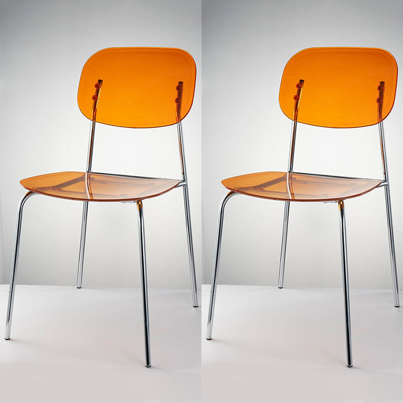 Industrial Style Open Back Dining Side Chairs Plastic Dining Armless Chairs Orange 2 Piece Set Clearhalo ' kitchen&dining_furn' 'Dining Chairs' 'Dining Tables & Seating' 'dining_chair' 'furn' 'furn_dining_chair' 'Furniture' 'furniture_dining_chair' 'Kitchen & Dining Furniture' 'kitchen' 4038526