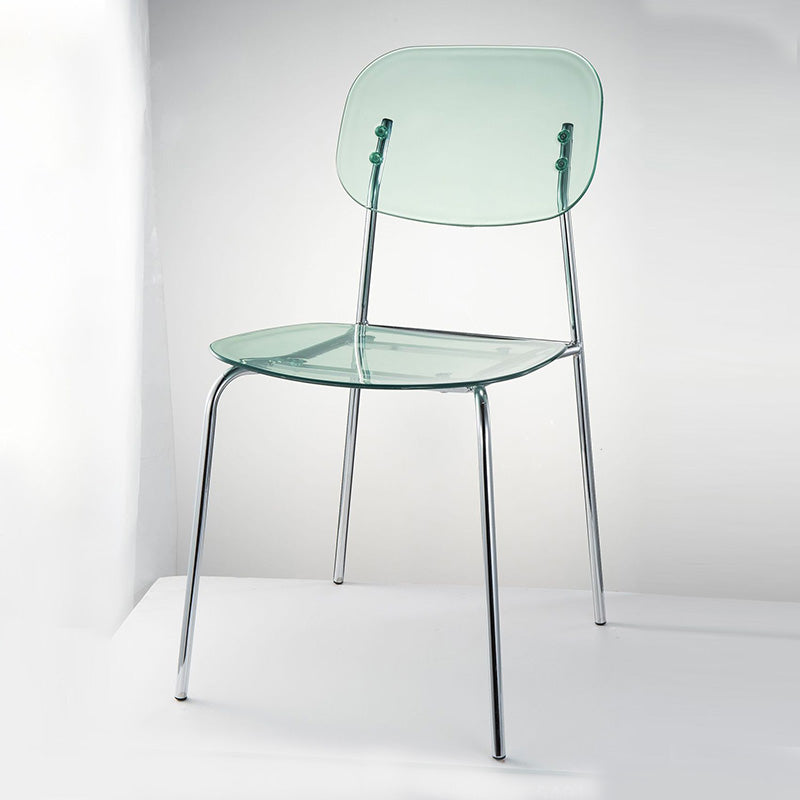 Industrial Style Open Back Dining Side Chairs Plastic Dining Armless Chairs Blue 1 Piece Clearhalo ' kitchen&dining_furn' 'Dining Chairs' 'Dining Tables & Seating' 'dining_chair' 'furn' 'furn_dining_chair' 'Furniture' 'furniture_dining_chair' 'Kitchen & Dining Furniture' 'kitchen' 4038528