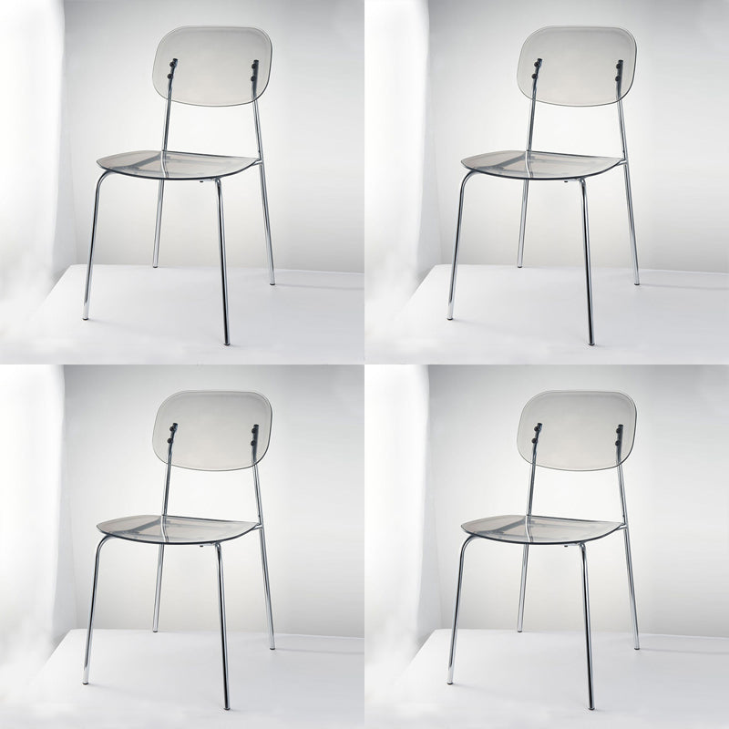 Industrial Style Open Back Dining Side Chairs Plastic Dining Armless Chairs Smoke Gray 4 Piece Set Clearhalo ' kitchen&dining_furn' 'Dining Chairs' 'Dining Tables & Seating' 'dining_chair' 'furn' 'furn_dining_chair' 'Furniture' 'furniture_dining_chair' 'Kitchen & Dining Furniture' 'kitchen' 4038530