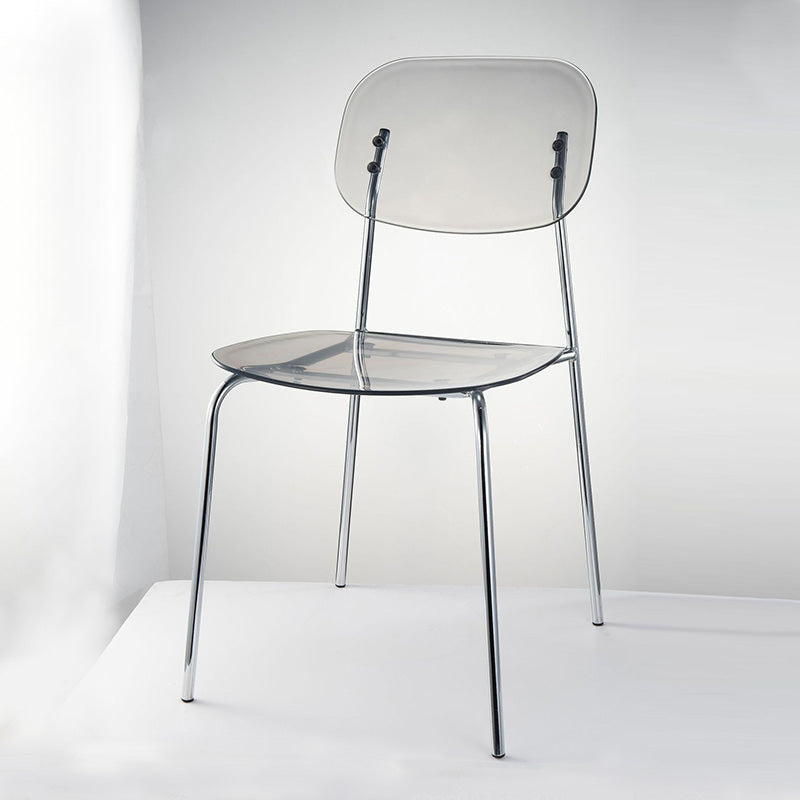 Industrial Style Open Back Dining Side Chairs Plastic Dining Armless Chairs Smoke Gray 1 Piece Clearhalo ' kitchen&dining_furn' 'Dining Chairs' 'Dining Tables & Seating' 'dining_chair' 'furn' 'furn_dining_chair' 'Furniture' 'furniture_dining_chair' 'Kitchen & Dining Furniture' 'kitchen' 4038531