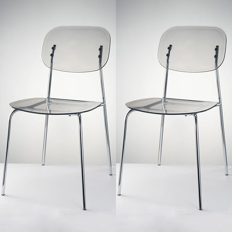 Industrial Style Open Back Dining Side Chairs Plastic Dining Armless Chairs Smoke Gray 2 Piece Set Clearhalo ' kitchen&dining_furn' 'Dining Chairs' 'Dining Tables & Seating' 'dining_chair' 'furn' 'furn_dining_chair' 'Furniture' 'furniture_dining_chair' 'Kitchen & Dining Furniture' 'kitchen' 4038532
