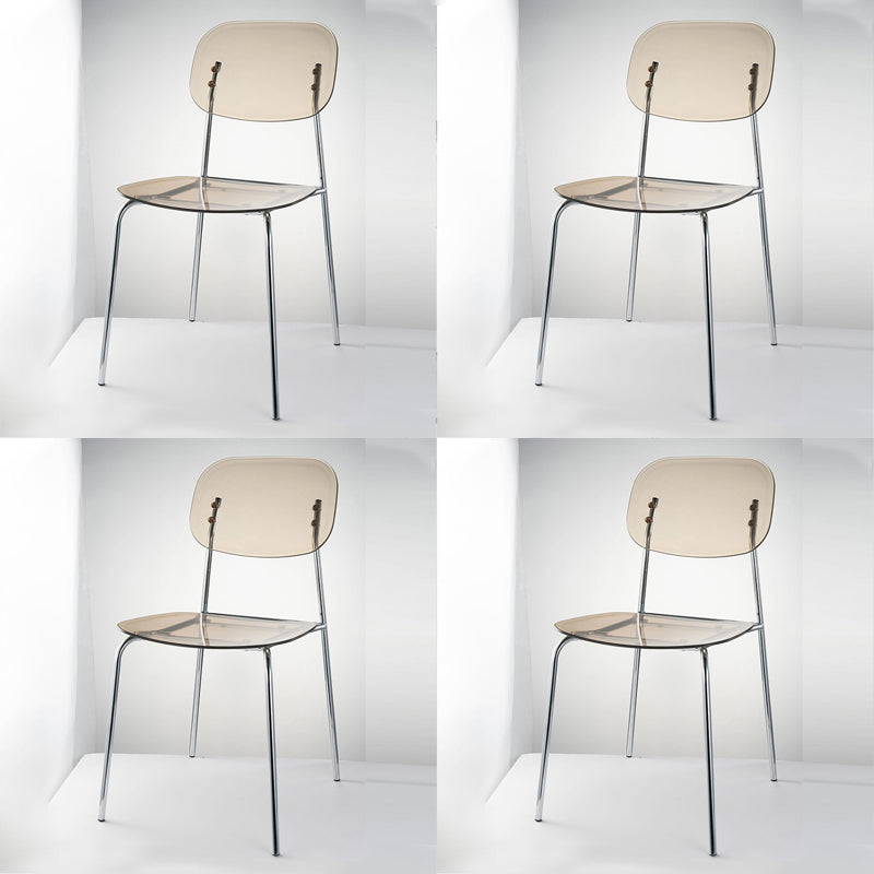 Industrial Style Open Back Dining Side Chairs Plastic Dining Armless Chairs Amber 4 Piece Set Clearhalo ' kitchen&dining_furn' 'Dining Chairs' 'Dining Tables & Seating' 'dining_chair' 'furn' 'furn_dining_chair' 'Furniture' 'furniture_dining_chair' 'Kitchen & Dining Furniture' 'kitchen' 4038533