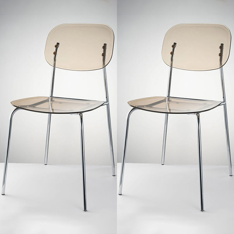 Industrial Style Open Back Dining Side Chairs Plastic Dining Armless Chairs Amber 2 Piece Set Clearhalo ' kitchen&dining_furn' 'Dining Chairs' 'Dining Tables & Seating' 'dining_chair' 'furn' 'furn_dining_chair' 'Furniture' 'furniture_dining_chair' 'Kitchen & Dining Furniture' 'kitchen' 4038535