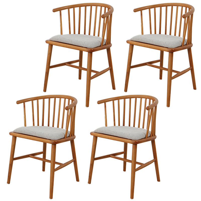 Scandinavian Style Upholstered Side Chair Windsor Back Dining Chairs for Home Light Brown 4 Piece Set Clearhalo ' kitchen&dining_furn' 'Dining Chairs' 'Dining Tables & Seating' 'dining_chair' 'furn' 'furn_dining_chair' 'Furniture' 'furniture_dining_chair' 'Kitchen & Dining Furniture' 'kitchen' 4038549