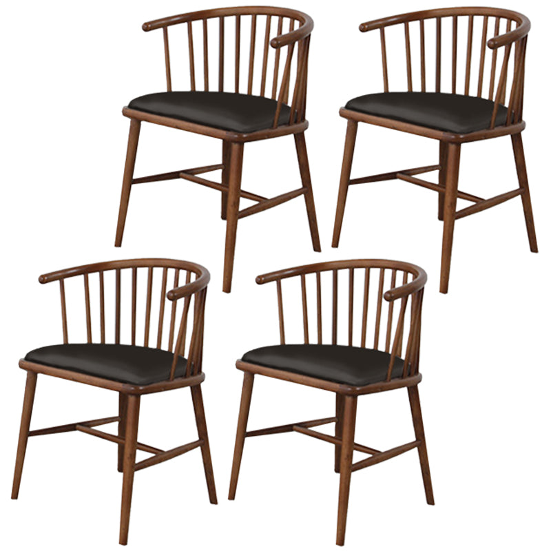 Scandinavian Style Upholstered Side Chair Windsor Back Dining Chairs for Home Walnut 4 Piece Set Clearhalo ' kitchen&dining_furn' 'Dining Chairs' 'Dining Tables & Seating' 'dining_chair' 'furn' 'furn_dining_chair' 'Furniture' 'furniture_dining_chair' 'Kitchen & Dining Furniture' 'kitchen' 4038552