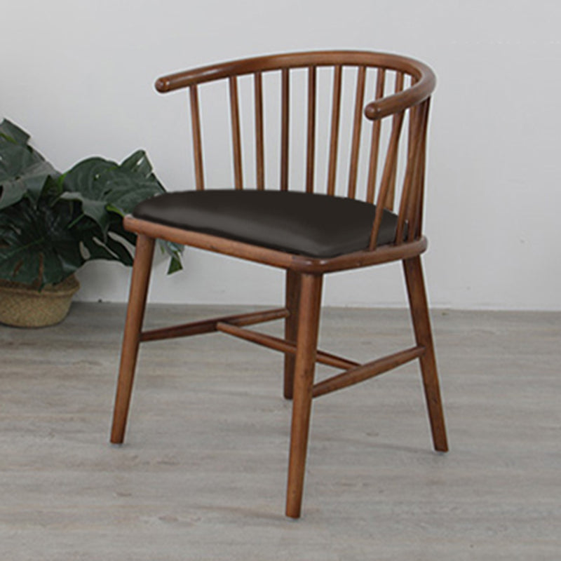 Scandinavian Style Upholstered Side Chair Windsor Back Dining Chairs for Home Walnut 1 Piece Clearhalo ' kitchen&dining_furn' 'Dining Chairs' 'Dining Tables & Seating' 'dining_chair' 'furn' 'furn_dining_chair' 'Furniture' 'furniture_dining_chair' 'Kitchen & Dining Furniture' 'kitchen' 4038553