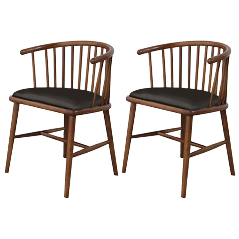 Scandinavian Style Upholstered Side Chair Windsor Back Dining Chairs for Home Walnut 2 Piece Set Clearhalo ' kitchen&dining_furn' 'Dining Chairs' 'Dining Tables & Seating' 'dining_chair' 'furn' 'furn_dining_chair' 'Furniture' 'furniture_dining_chair' 'Kitchen & Dining Furniture' 'kitchen' 4038554