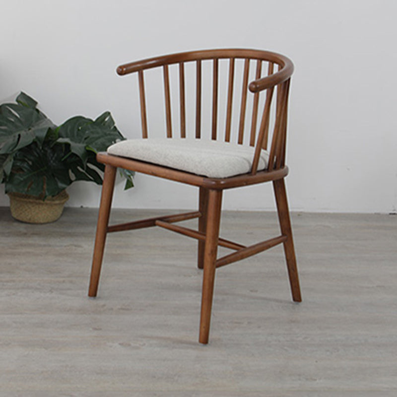 Scandinavian Style Upholstered Side Chair Windsor Back Dining Chairs for Home Dark Brown 1 Piece Clearhalo ' kitchen&dining_furn' 'Dining Chairs' 'Dining Tables & Seating' 'dining_chair' 'furn' 'furn_dining_chair' 'Furniture' 'furniture_dining_chair' 'Kitchen & Dining Furniture' 'kitchen' 4038556