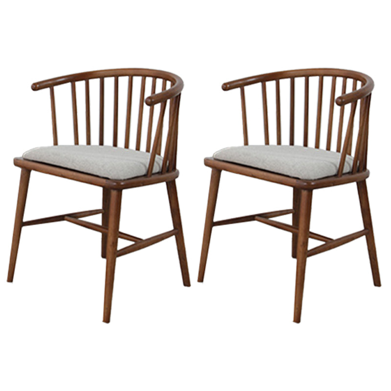 Scandinavian Style Upholstered Side Chair Windsor Back Dining Chairs for Home Dark Brown 2 Piece Set Clearhalo ' kitchen&dining_furn' 'Dining Chairs' 'Dining Tables & Seating' 'dining_chair' 'furn' 'furn_dining_chair' 'Furniture' 'furniture_dining_chair' 'Kitchen & Dining Furniture' 'kitchen' 4038557