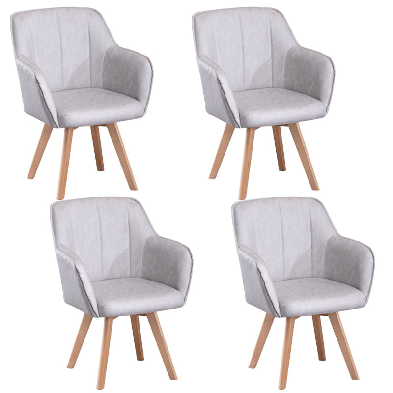 Scandinavian Style Faux Leather Dining Chairs Solid Back Arm Chairs for Home Use Silver Gray 4 Piece Set Clearhalo ' kitchen&dining_furn' 'Dining Chairs' 'Dining Tables & Seating' 'dining_chair' 'furn' 'furn_dining_chair' 'Furniture' 'furniture_dining_chair' 'Kitchen & Dining Furniture' 'kitchen' 4038563