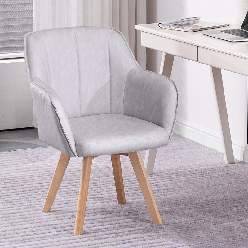 Scandinavian Style Faux Leather Dining Chairs Solid Back Arm Chairs for Home Use Silver Gray 1 Piece Clearhalo ' kitchen&dining_furn' 'Dining Chairs' 'Dining Tables & Seating' 'dining_chair' 'furn' 'furn_dining_chair' 'Furniture' 'furniture_dining_chair' 'Kitchen & Dining Furniture' 'kitchen' 4038564