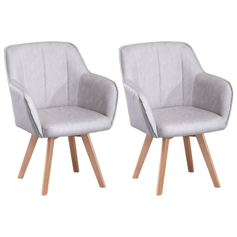 Scandinavian Style Faux Leather Dining Chairs Solid Back Arm Chairs for Home Use Silver Gray 2 Piece Set Clearhalo ' kitchen&dining_furn' 'Dining Chairs' 'Dining Tables & Seating' 'dining_chair' 'furn' 'furn_dining_chair' 'Furniture' 'furniture_dining_chair' 'Kitchen & Dining Furniture' 'kitchen' 4038566