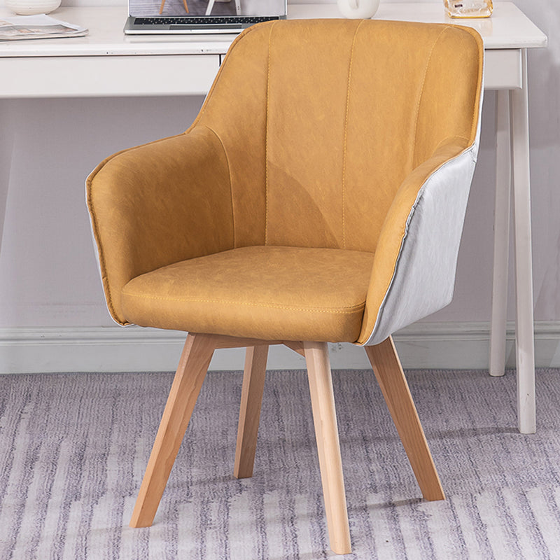 Scandinavian Style Faux Leather Dining Chairs Solid Back Arm Chairs for Home Use Clearhalo ' kitchen&dining_furn' 'Dining Chairs' 'Dining Tables & Seating' 'dining_chair' 'furn' 'furn_dining_chair' 'Furniture' 'furniture_dining_chair' 'Kitchen & Dining Furniture' 'kitchen' 4038567